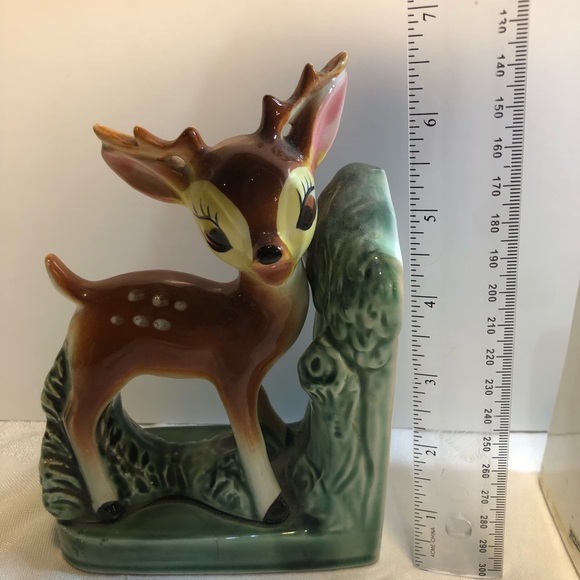 1950s Ceramic Deer Bookends Spotted White Tale Fawns Made in Japan Kitsch Bambi” - Picture 12 of 13